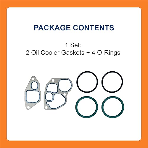 Miniatura 5 de BTS 7.3L Kit de juntas para enfriador de aceite, compatible con Navistar T444EDT466DT466EDT530DT530E, Ford 7.3L, Powerstroke 1994-2003, 1 juego (2