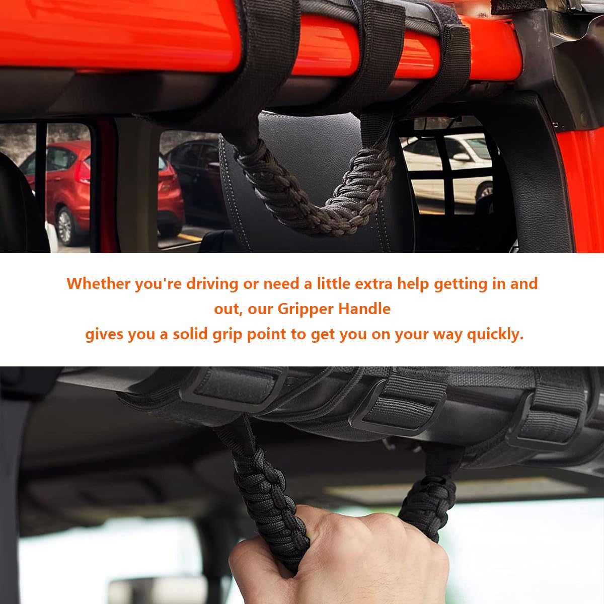 Universal Roll Bar Grab Handle For SUV & Trucks - Hook & Loop Strap, Comfortable Grip, Easy Install, Off-Road Assist Handle