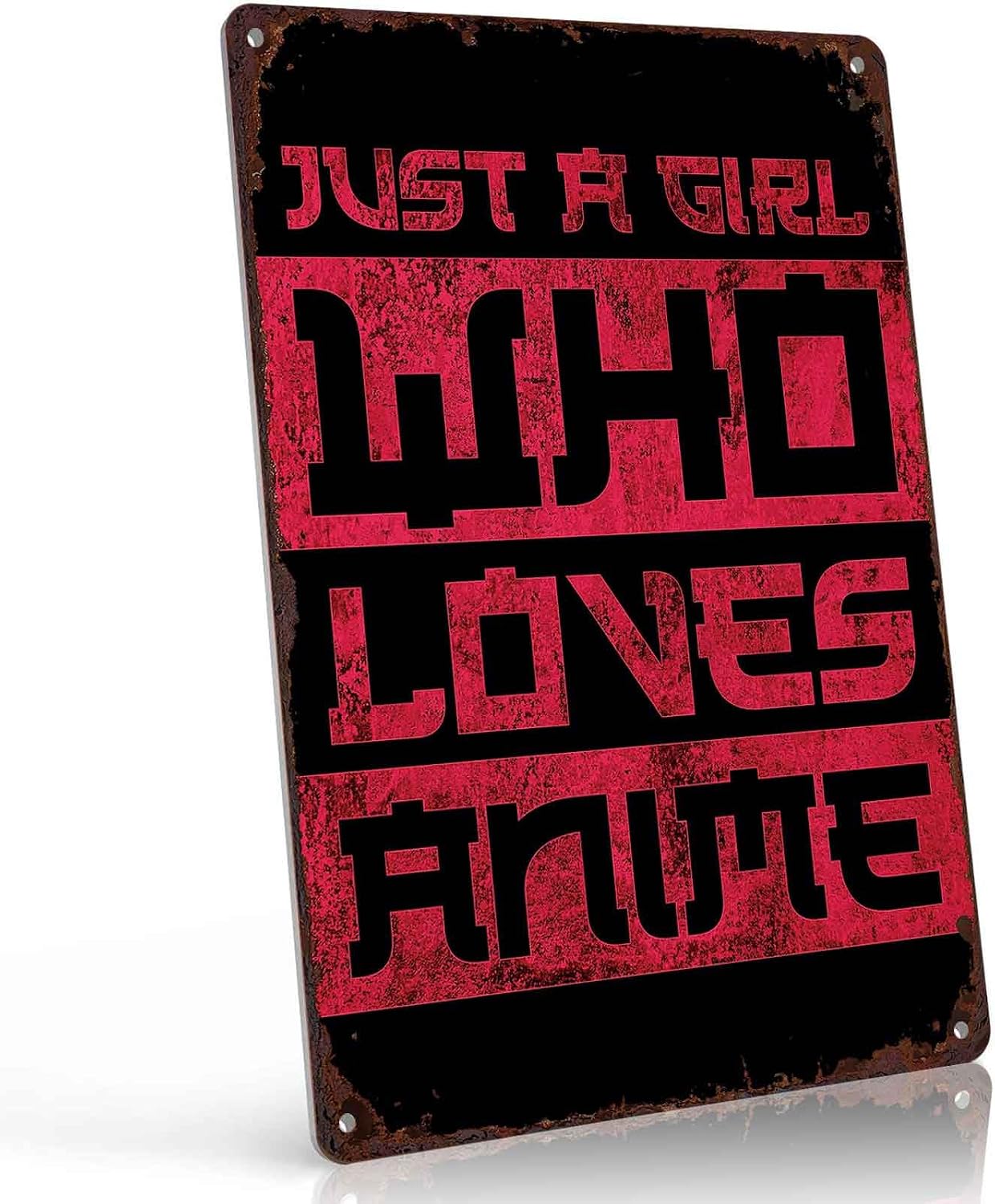 Vintage Just a Girl Who Loves Anime Metal Signs 8X12 In