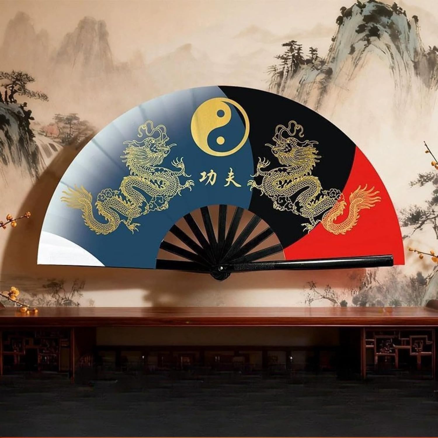 Antique-Style Decorative Folding Fan, 10in, Chinese Style Living Room Decoration Handicrafts and Ornaments