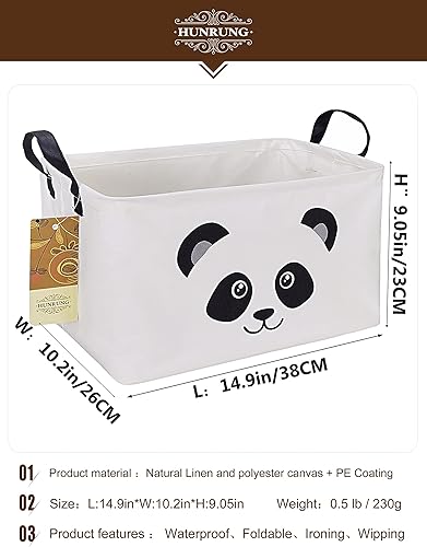 Miniatura 2 de HUNRUNG - Cesta de almacenamiento rectangular, lindo organizador de tela para juguetes de mascotasniños, libros o ropa. Perfecta para habitaciones