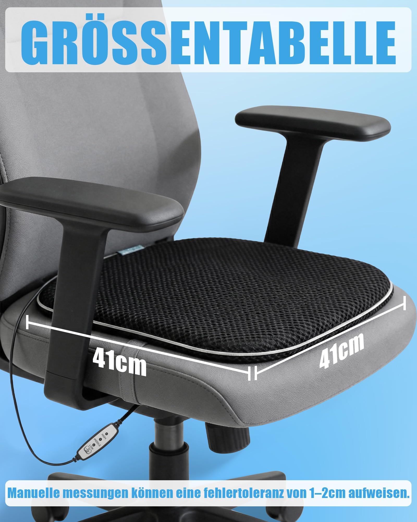 Sitzkissen mit Ventilator, Kühlende Sitzauflage mit Auto-Sensor