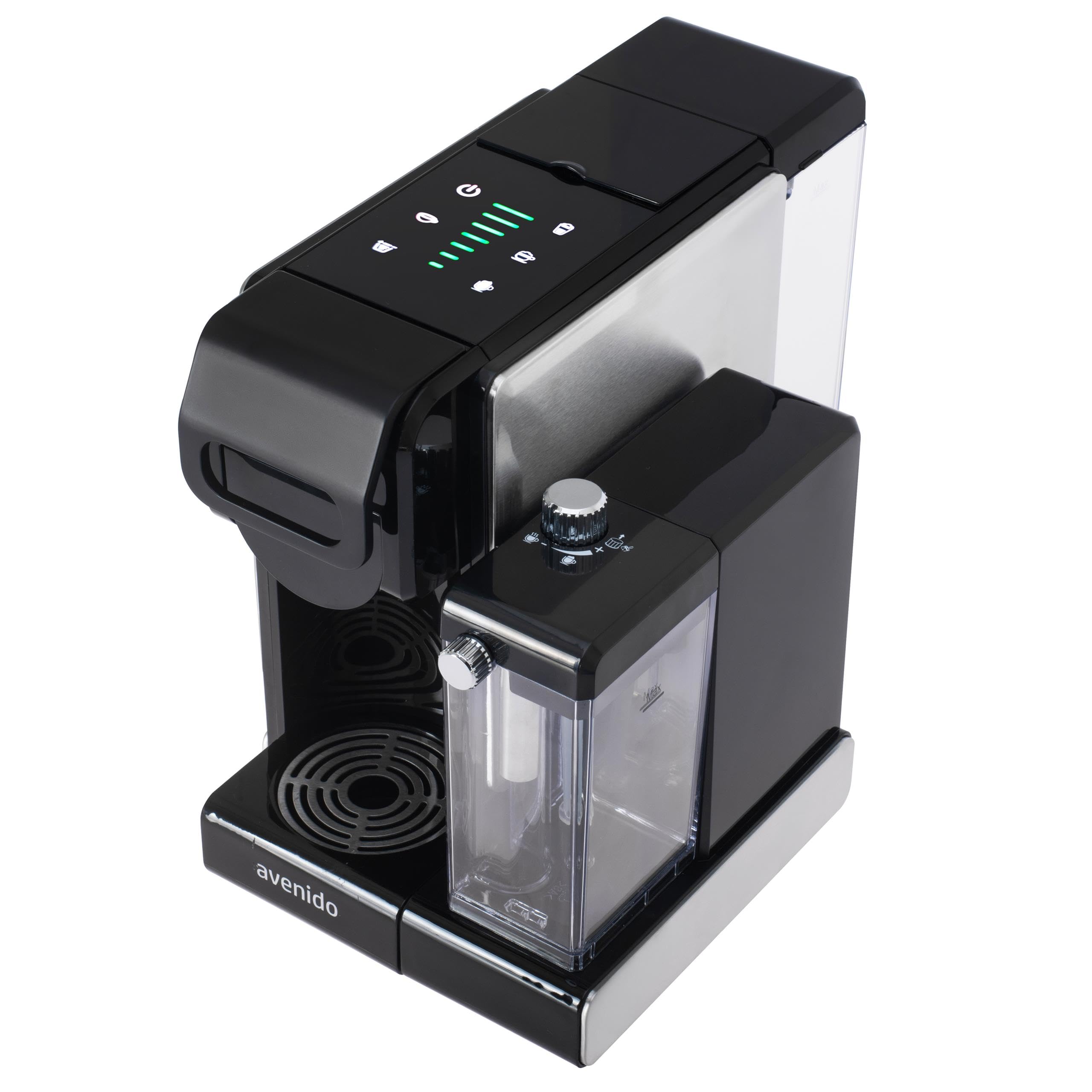 Kaffeemaschine, multikapsel-espressomaschine mit milchaufschäumer, 2850W leistung, 19 bar druck und 7 adapter, edelstahl