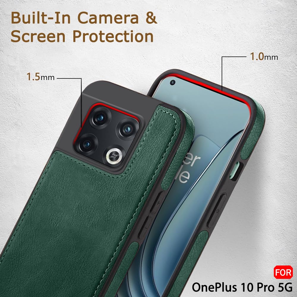 TheGiftKart Genuine Leather Finish Back Cover Case for OnePlus 10 Pro 5G | Shockproof Design | Raised Edges for Camera & Screen Protection | Stunning Minimalist Design Back Case Cover (Green) — Amazon image 5