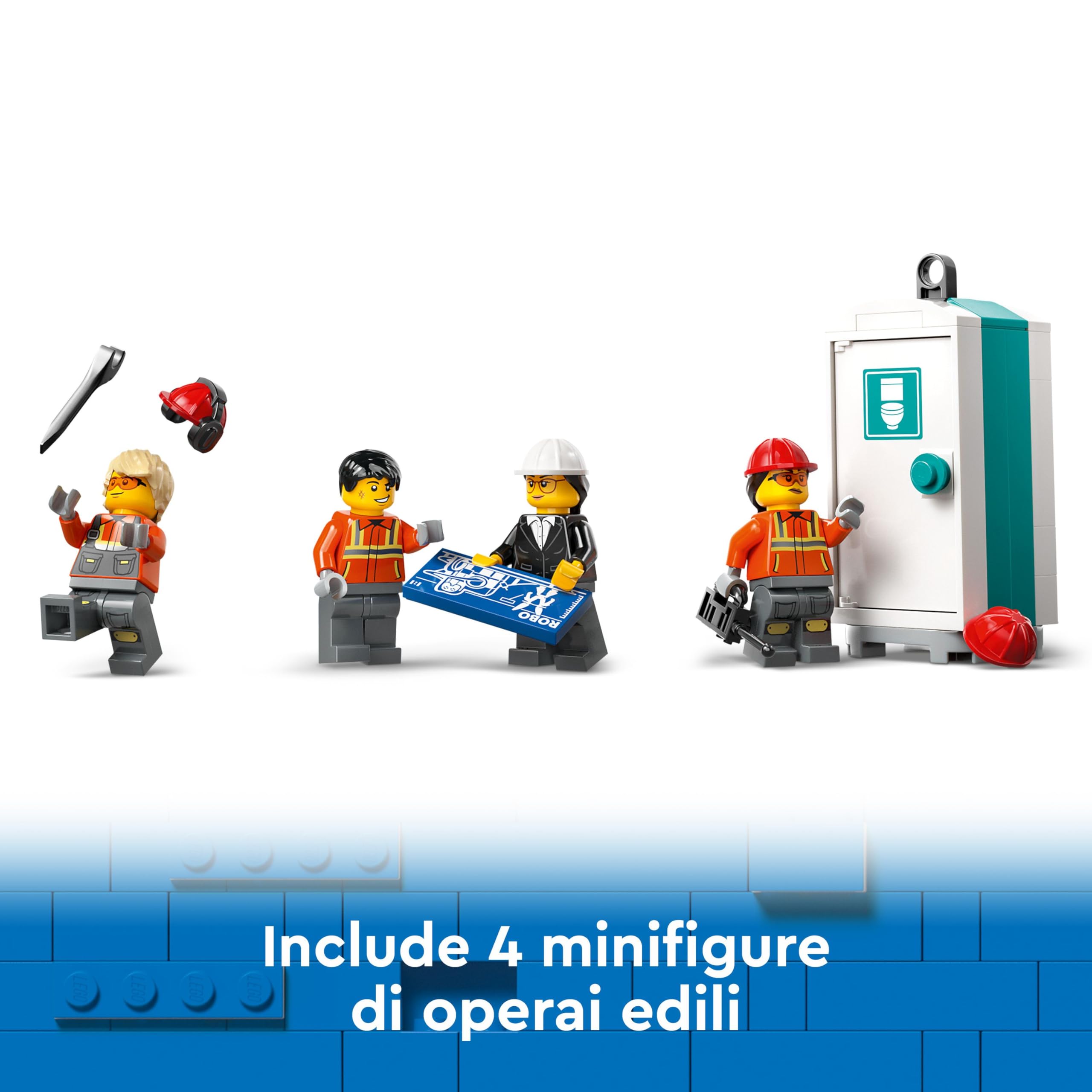 LEGO City Gru da Cantiere Mobile Gialla, Giochi Creativi per Bambini e Bambine da 9 Anni con Veicolo Giocattolo da Cantiere con Funzioni Realistiche e 4 Minifigure, Idea Regalo Divertente 60409