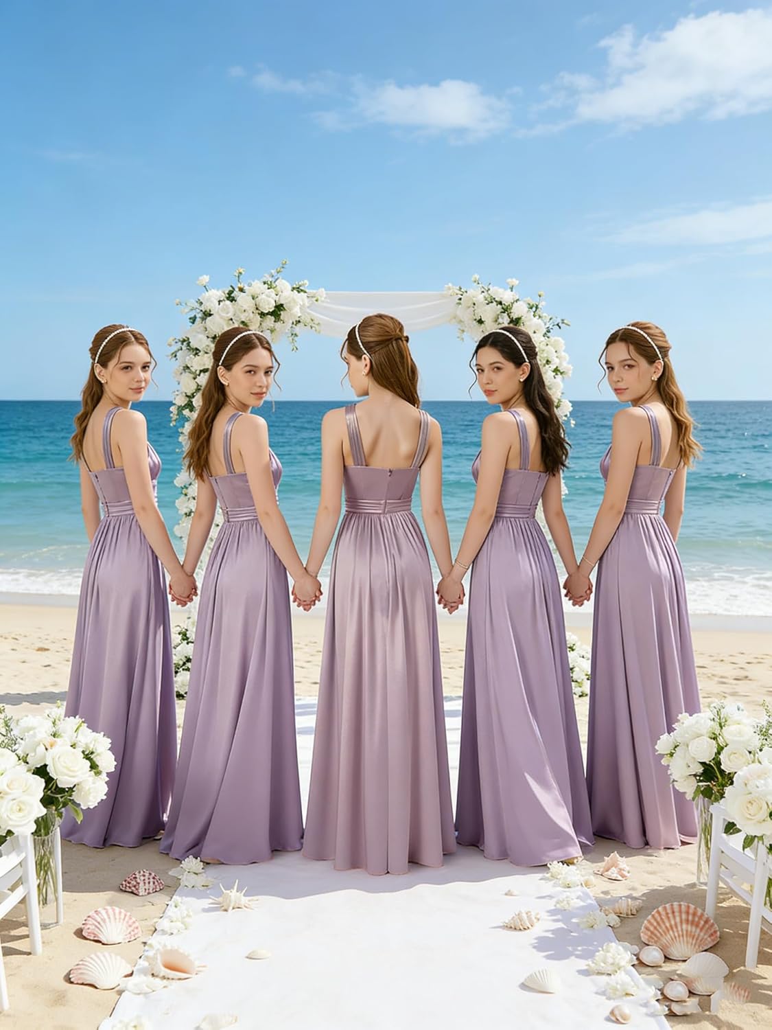 Junior Girls Bridesmaid Halter jr Bridesmaid Dresses for Teens Split Satin Flower Girl Formal Gown for Wedding - Image 2
