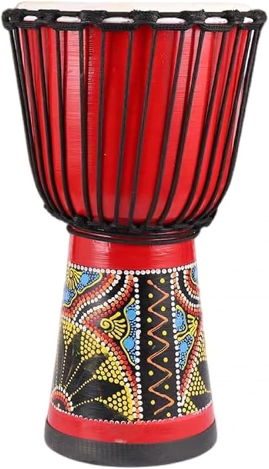 アフリカンドラム 太鼓楽器 マホガニー ヤギ皮 ドラムヘッド 手描き模様 ハンドドラム 大人初心者向け