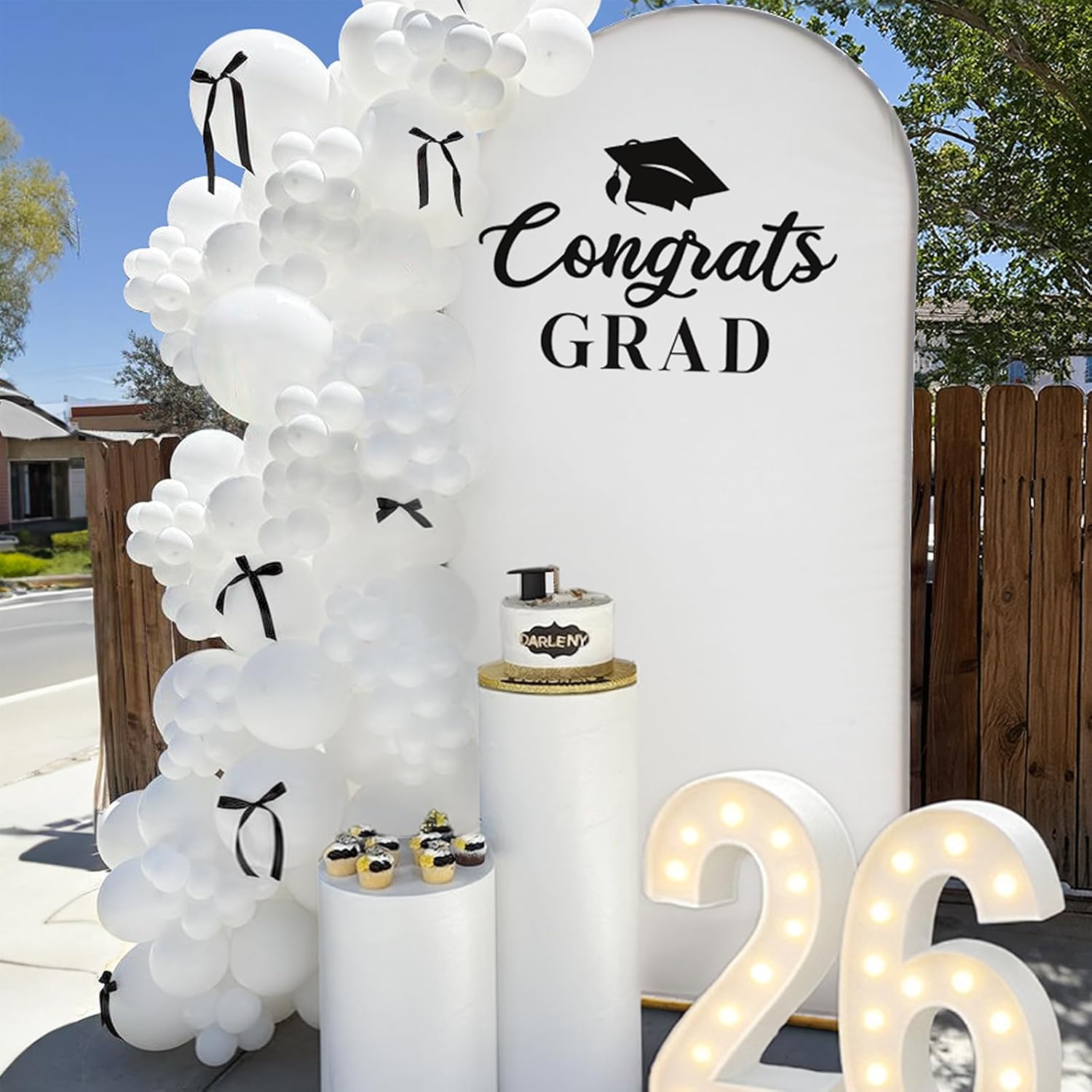 2026 Graduation Decorations - 6.6Ft DIY Balloon Arch with Bows Backdrop Kit - Class of 2026 Grad Photo Party Decor Supplies for College High School
