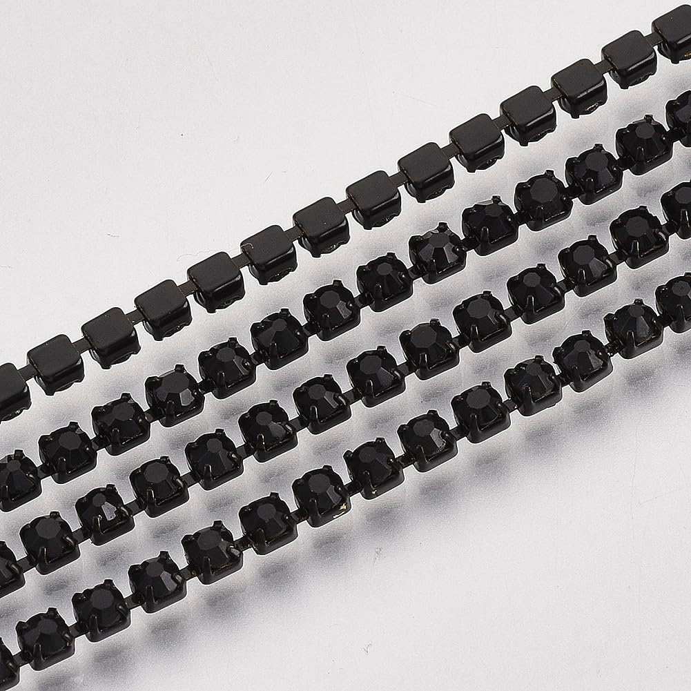 KISSITTY 2mm Rhinestone Chain 10 Yards Dark Red Color SS6.5 Crystal Trim Cup Chains Embellishments for DIY Sewing Jewelry Wedding Party Clothes Decoration Crafts Ornaments