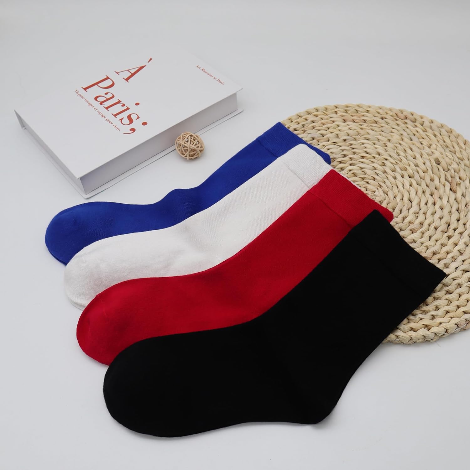 Mens Viscose Bamboo Crew Socks Breathable Classic Vibrant Colorful Fashion Cool Socks 4 Pairs - Image 5