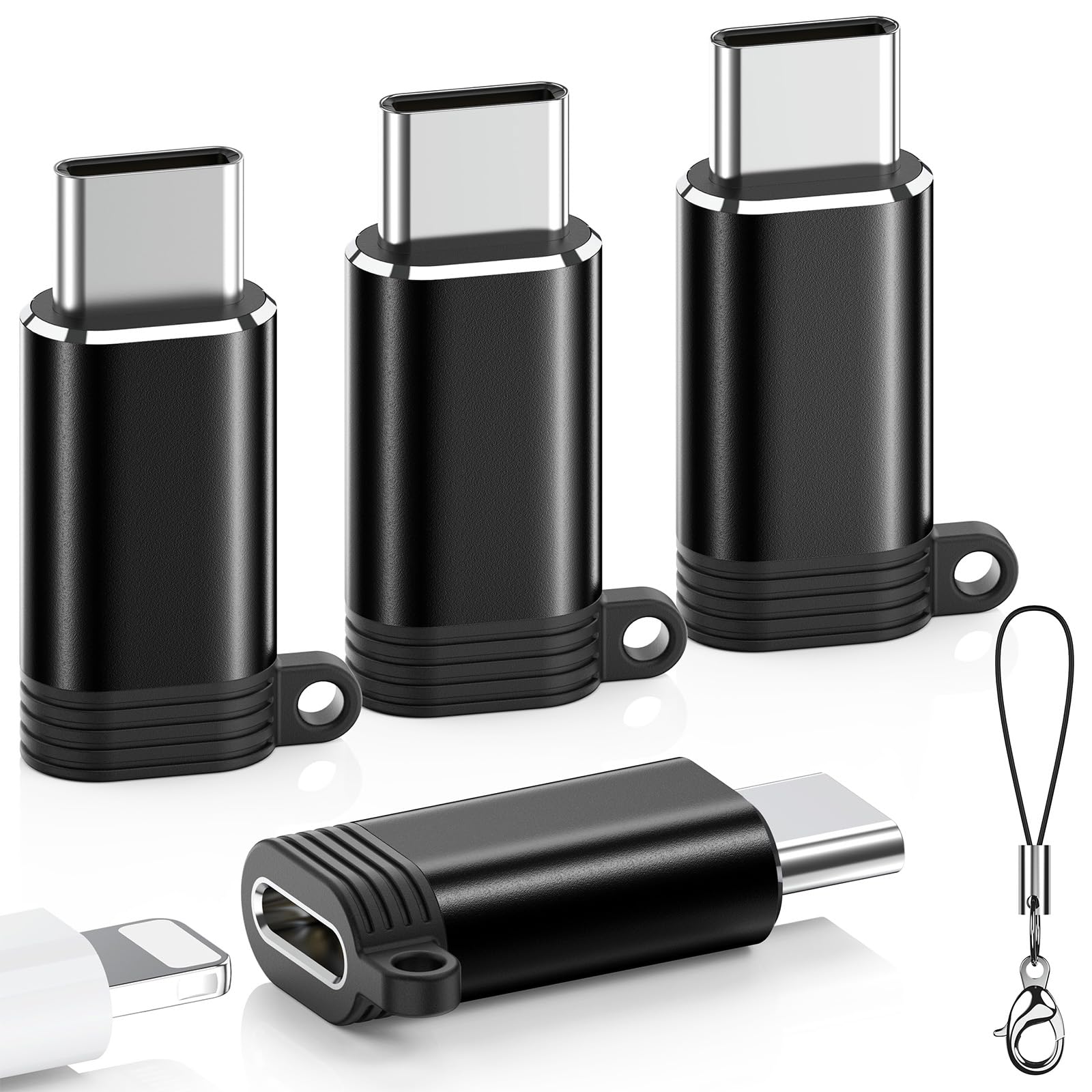 LERTOSEN Lightning to USB C Adapter 4 Pack, Fast Charging & Data Sync for iPhone 15/16/17 Pro/Pro Max, Charger Adapter Accessory (Not for Audio/OTG)-Silver