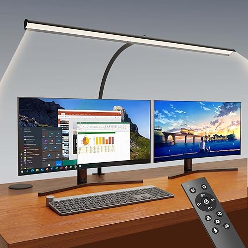 Aunkazey 30W LED Desk Lamp,37.4" Wide Architect Clamp Desk Lamps for Home Office,1800LM Super Bright LED Workbench Lighting,3 Color Modes and 5 Dimmable Modern Desk Lamp for Monitor Studio Reading