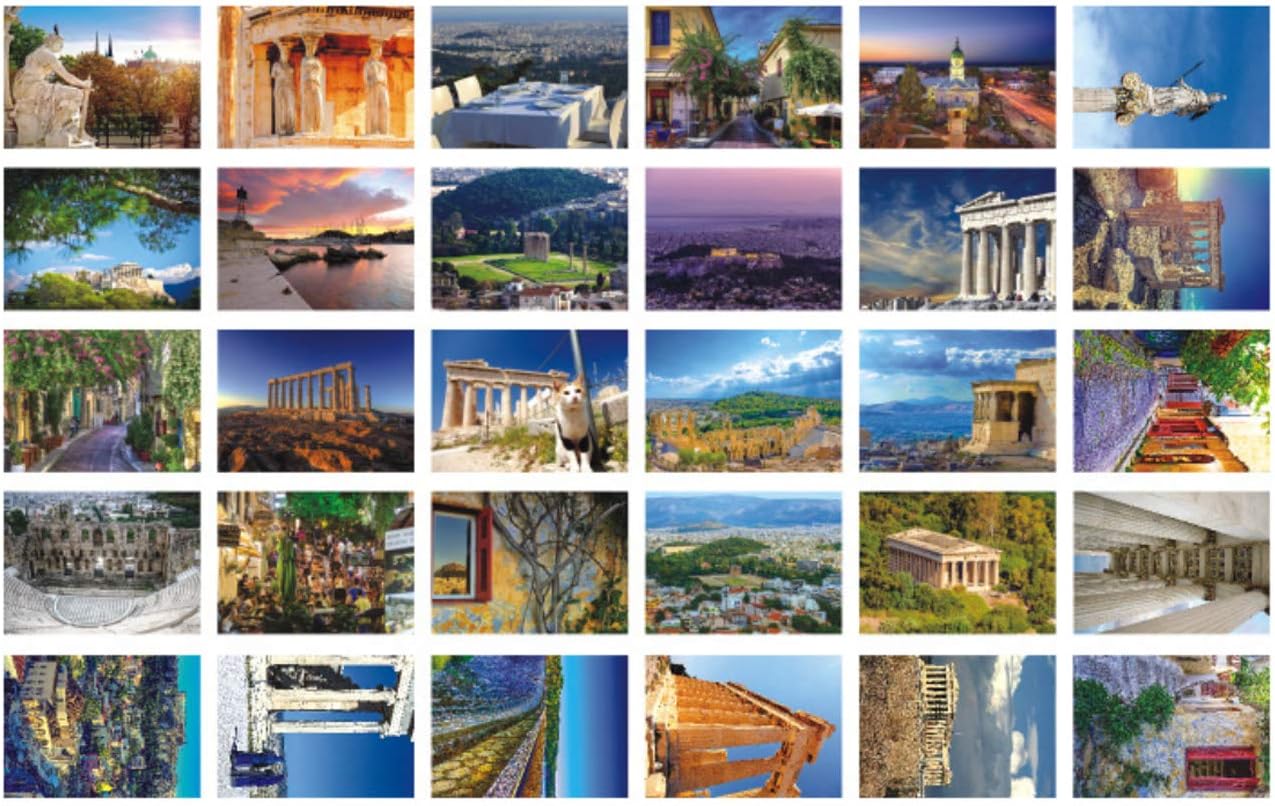 HOSTEESSCHOICE Travel postcards,Set of 30 Post cards variety pack depicting from Around the World Famous Travel Sites,Assorted Postcards Bulk, 4 x 6 -Athens