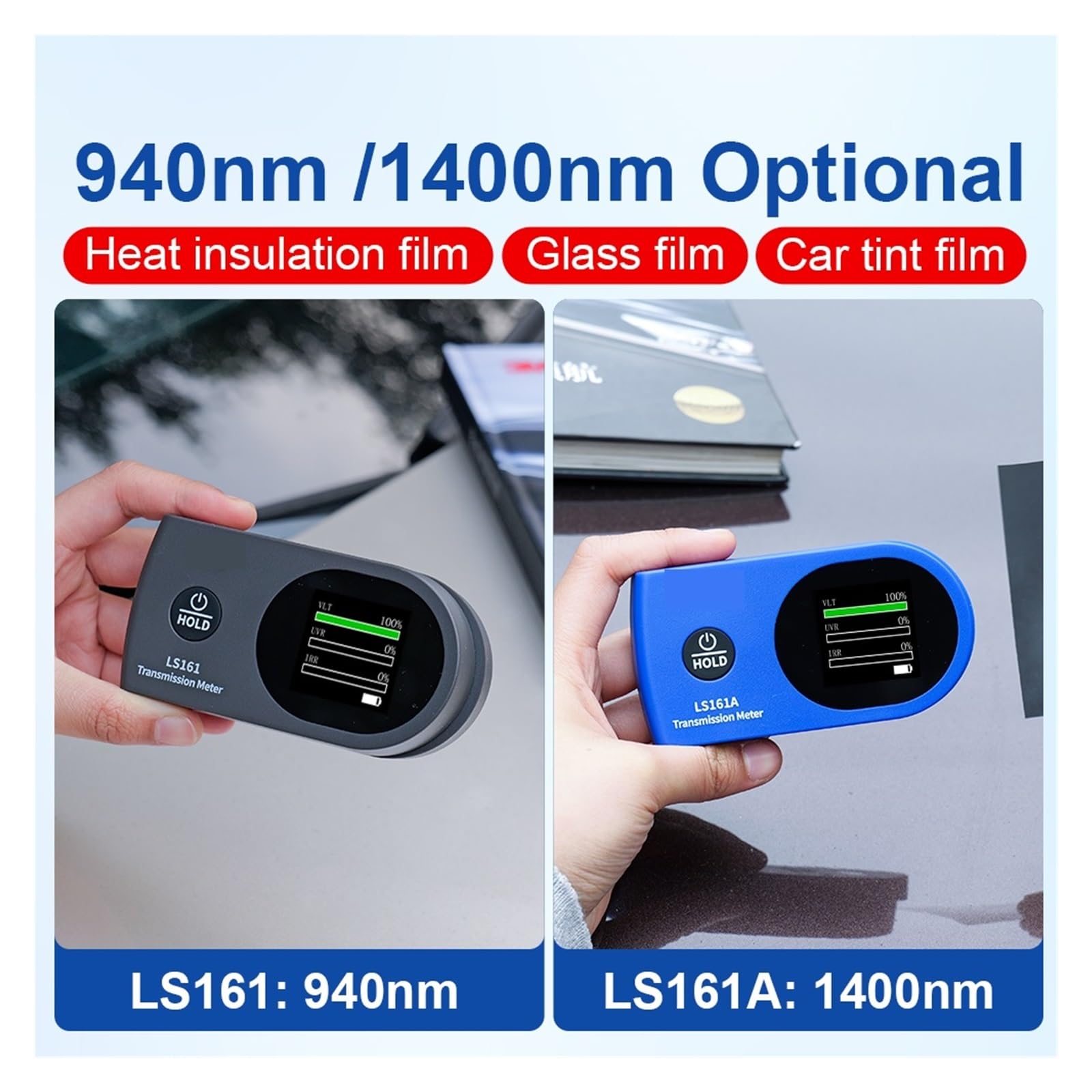 Handspektrometer, Fenstertönungsmessgerät Upgrade Solarfolien-Transmissionsmessgerät 940 nm 1400 Folientester(LS161(940nm))