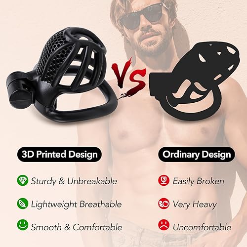 Miniatura 3 de UTIMI - Jaula grande de plástico para castidad para hombre, ejercicio de pene impreso en 3D, equipo de bondage negro, ligero, juguete sexual para