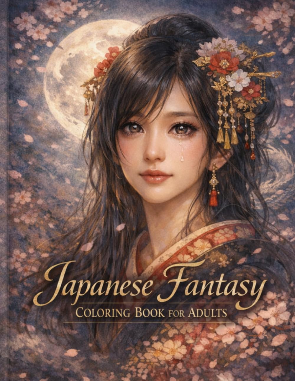 Japanese Fantasy Coloring Book for Adults: 50 Elegant Pages of Kimono, Kitsune, Dragons, Shrines, and Moonlit Beauty