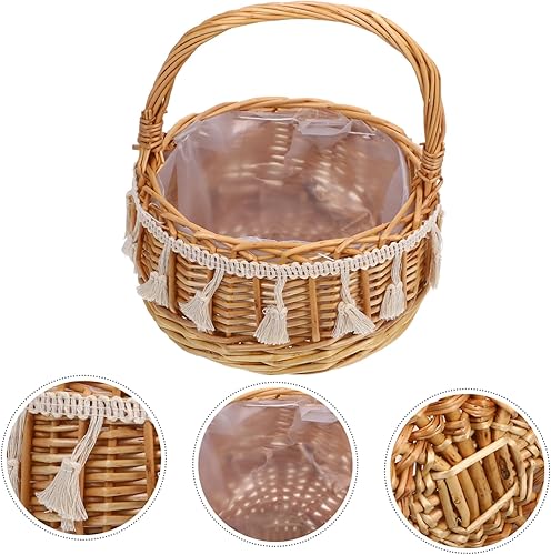 Miniatura 7 de Cabilock 3 piezas de flores de sauce decoración de ratán pequeñas cestas de madera cesta de huevo de Pascua cesta de mimbre hecha a mano maceta