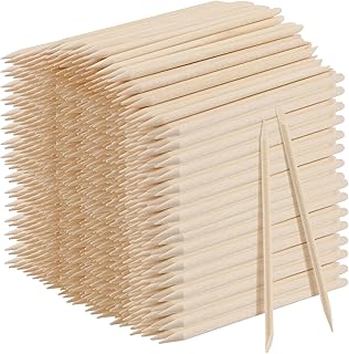 LEXININ 1500pcs 4.5 Inch Orange Wood Nail Sticks, Wooden Cuticle Pusher Sticks, Doubled Sided Wooden Stick for Manicure, Pedicure