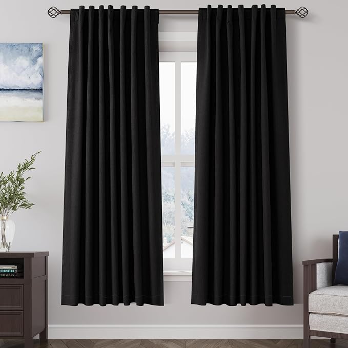 Black Linen Blackout Curtains
