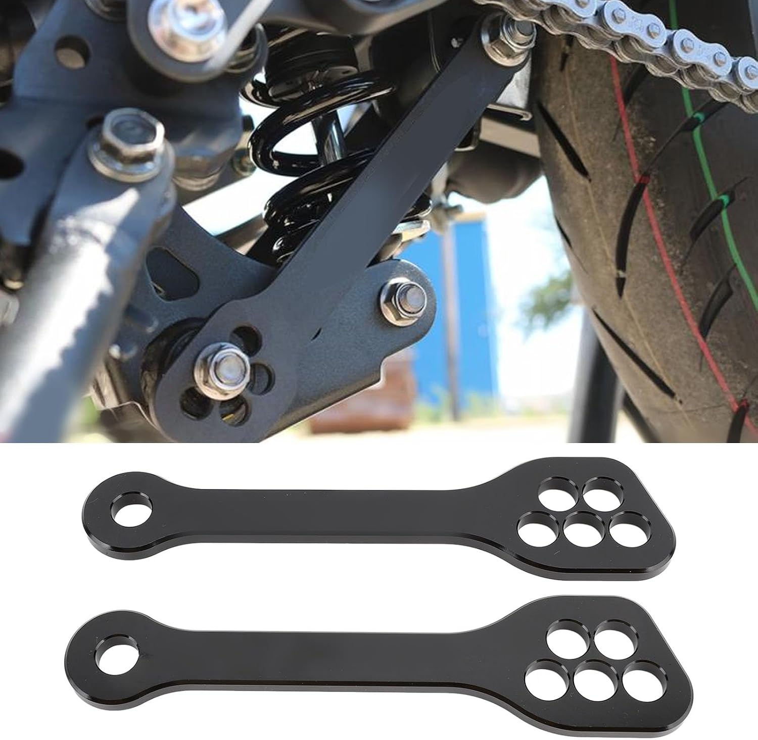 1 Pair Adjustable Rear Suspension Lowering Links Kit, Drop Links Rear Shock Suspension for Suzuki Hayabusa 1999-2020, Motorcycle Lowering Link Accessories,Black