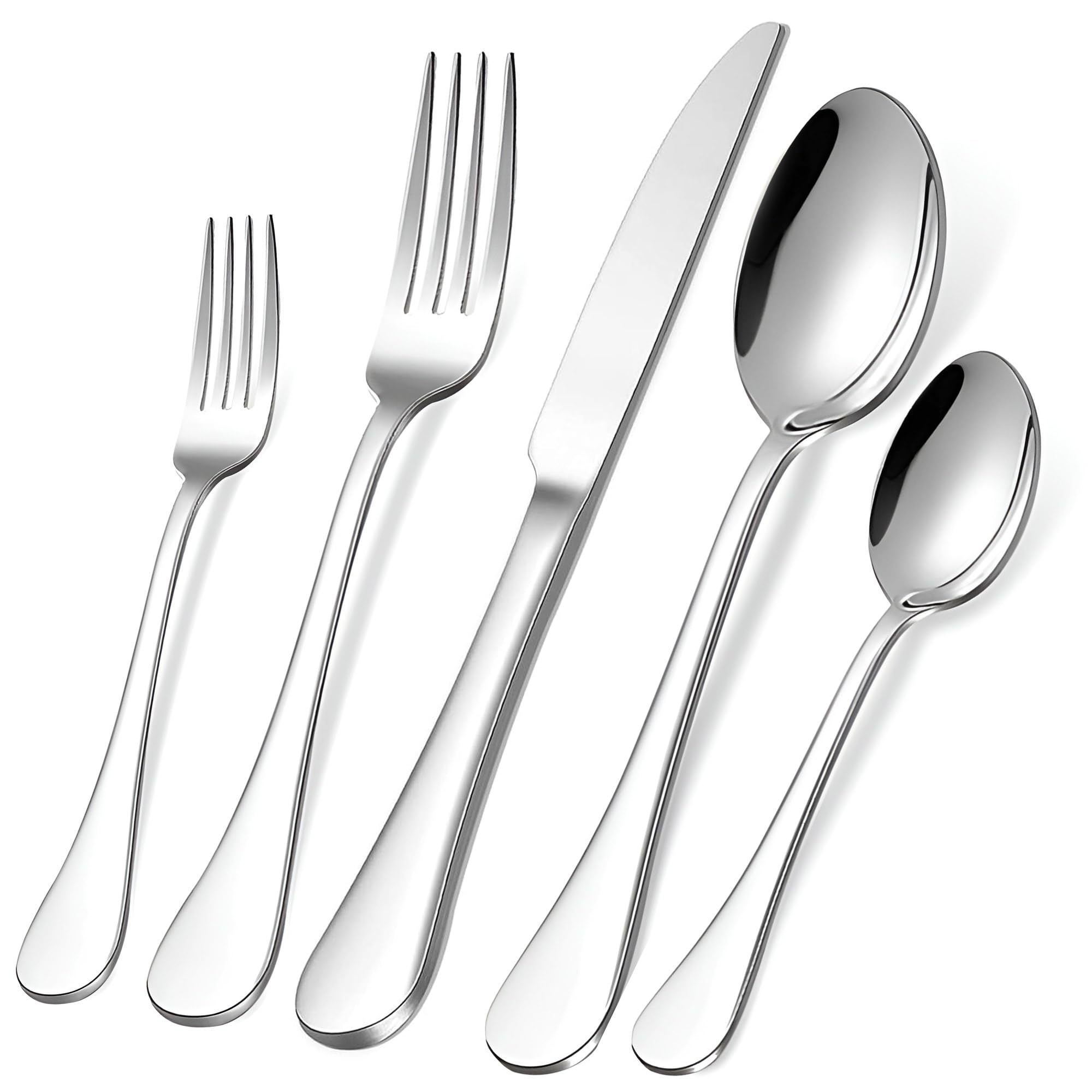 Cutlery Set, 20-Piece Modern Silverware Flatware Set, Stainless Steel Utensils Set Service for 4, Include Knife/Fork/Spoon, Mirror Polished, Dishwasher Safe