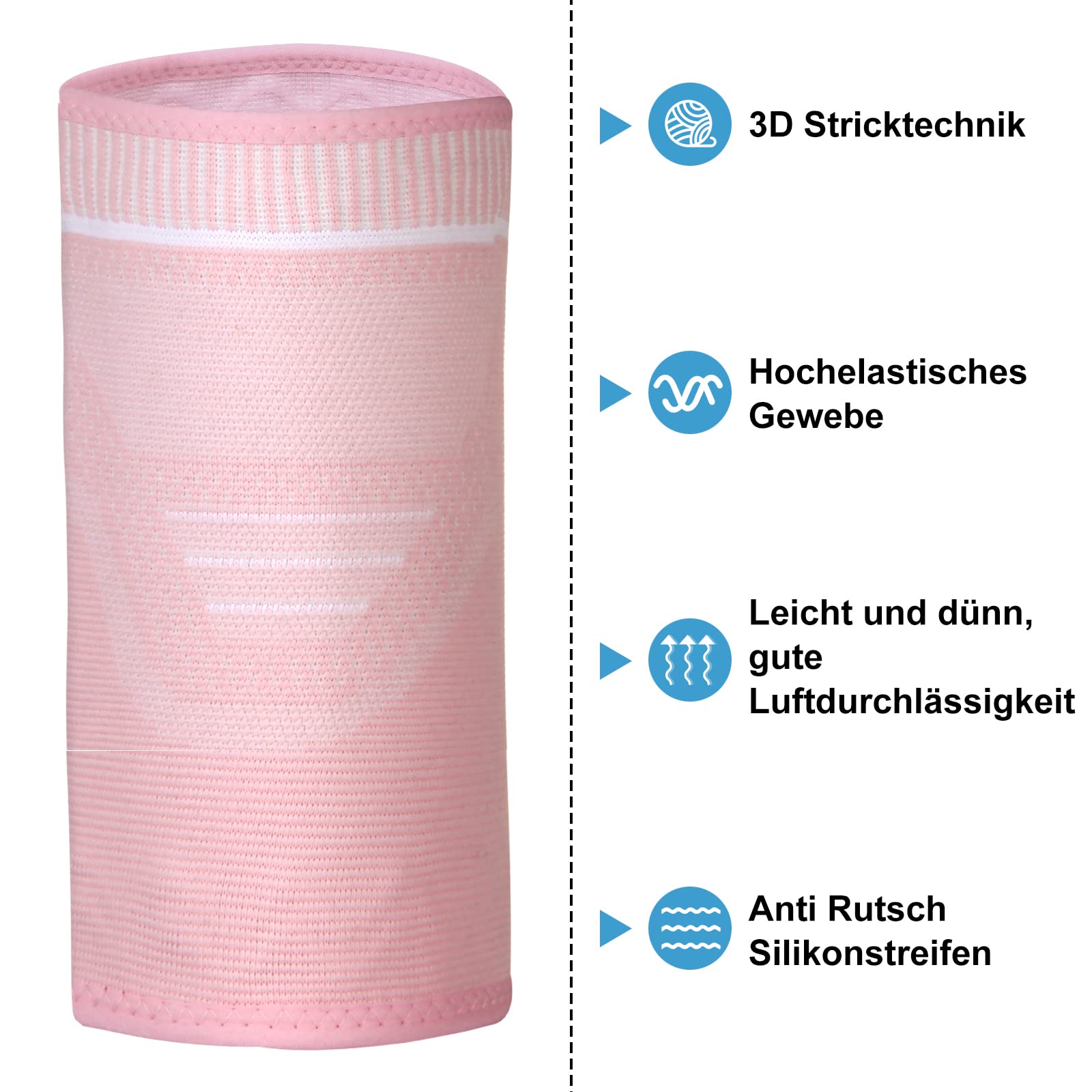 Kompression Oberschenkelbandage Herren and Damen Belüftung Oberschenkelstütze Mit Rutschfestem Silikon, für Muskelfaserriss, Muskelbelastung, Verletzungserholung, Sport 2 Stück (Rosa, XL)