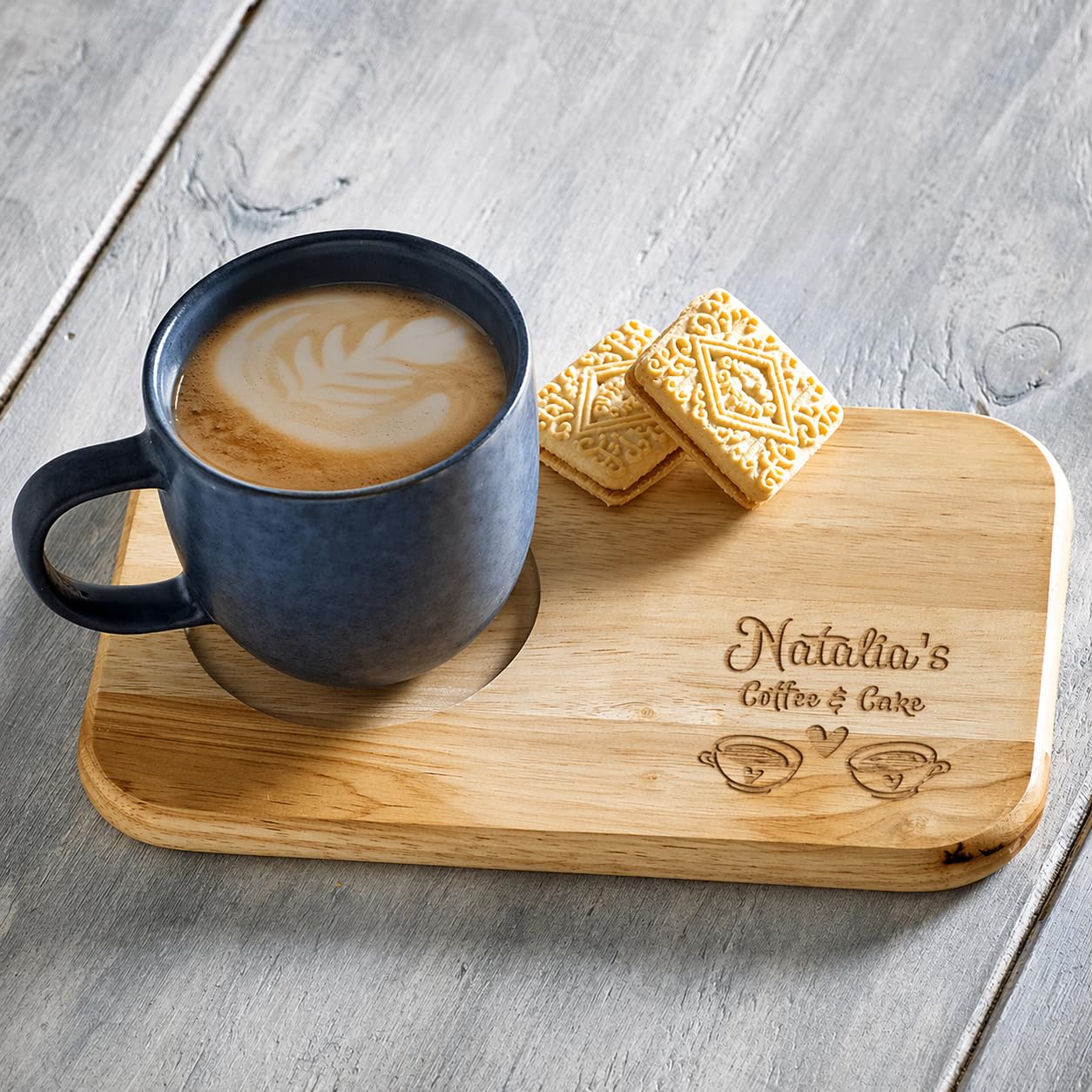 Just Giftz Personalised Tea and Biscuit Serving Board, 23 x 15 x 1.5cm