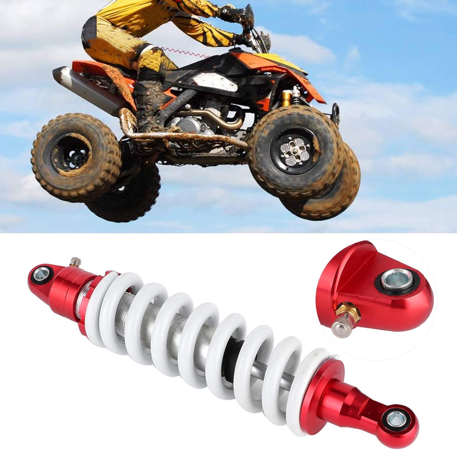 Universal Rear Shock Absorber – Adjustable Spring Damper for ATV, Quad, Pit Bike, Mini Dirt Mountain Go Kart, Compatible with TaoTao, SUNL, Lifan, Redcat, Buyang, Coolsport, Eagle (330mm)