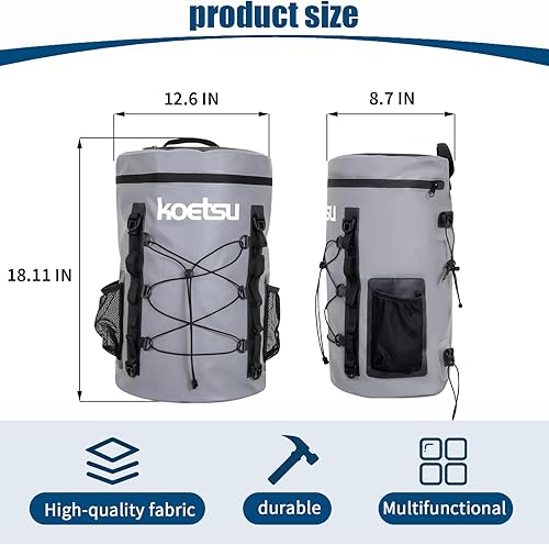 Miniatura 5 de koetsu Mochila seca impermeable de 40L para tabla de remo y kayak, almacenamiento de equipo flotante sumergible, artículos esenciales de viaje para