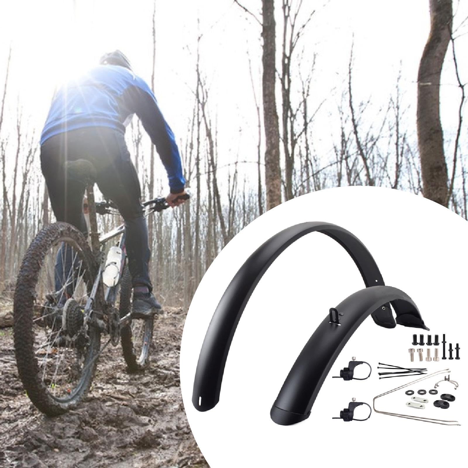 Homyl 2 Stück Fahrrad Schutzblech Set Vorderrad Hinterrad Spritzschutz mit Minimalistischem Aussehen Und Robuster PVC Bauweise für Camping Familienausflüge