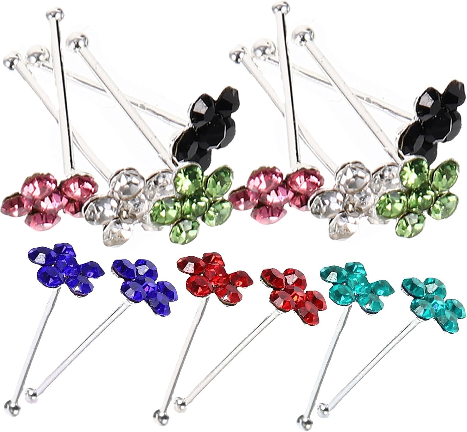 Ciieeo 20 Pieces Boxed Colorful Flower Nose Studs Soft Body Jewelry Nose Rings Fashion Piercing Accessories for Women and Men