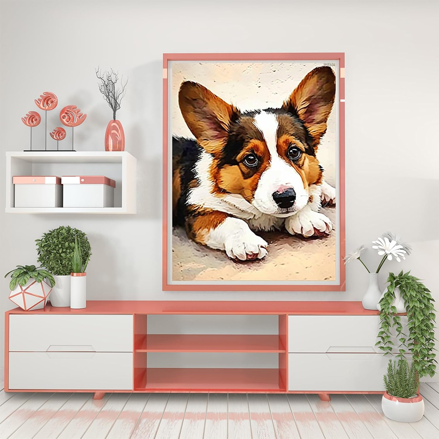 IPISSOI Diamond Painting Kits for Adults, DIY 5D Animal Close-Ups Diamond Painting Poor Dog Full Drill Art Cardigan Welsh Corgi Diamond Painting Craft for Home Wall Decor 12x16inch image 2