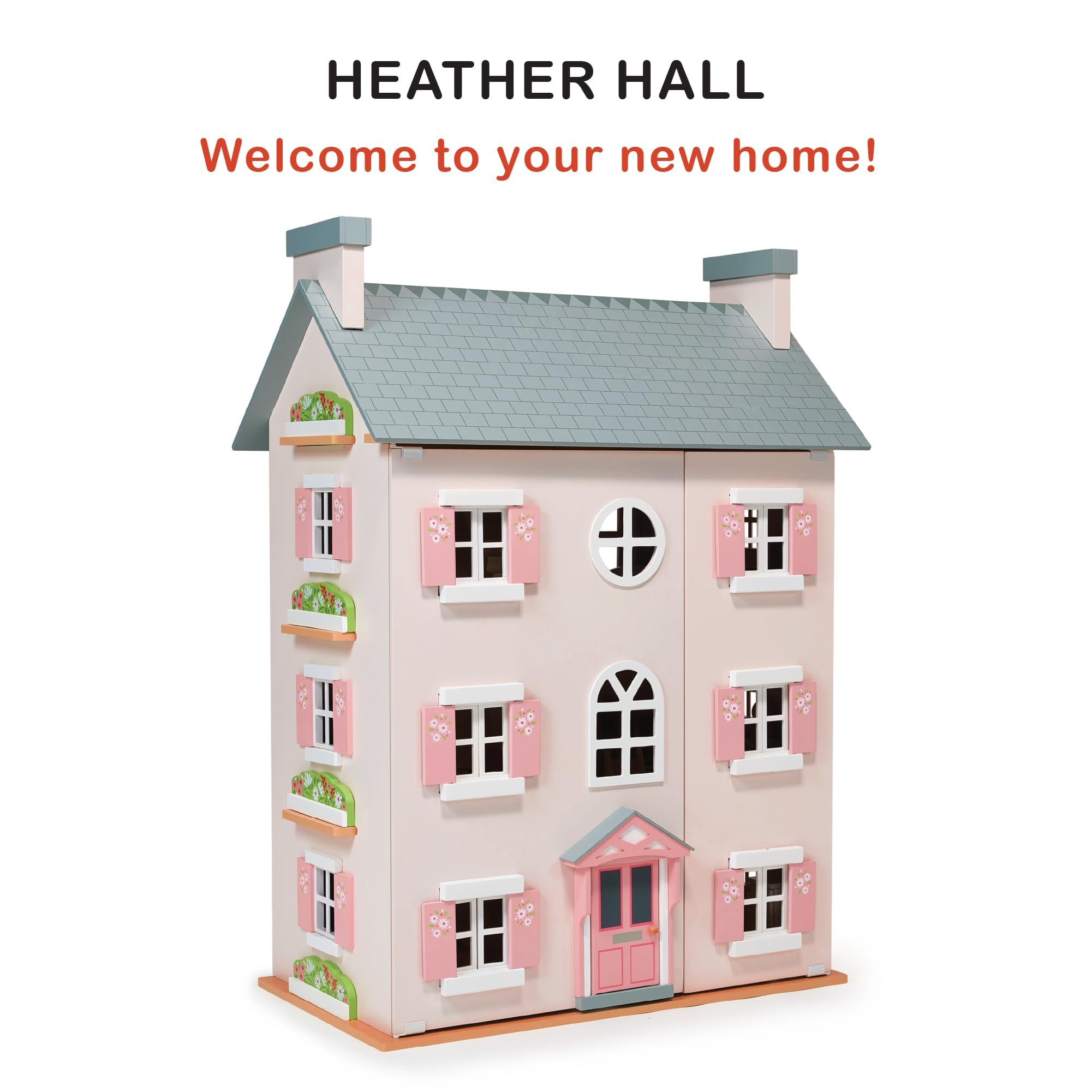 Mentari Toys - Heather Hall - Giant 3 Level Doll House with 8 Rooms - Removable Chimney - Develops Role Play and Imaginative Skills - Age 3+