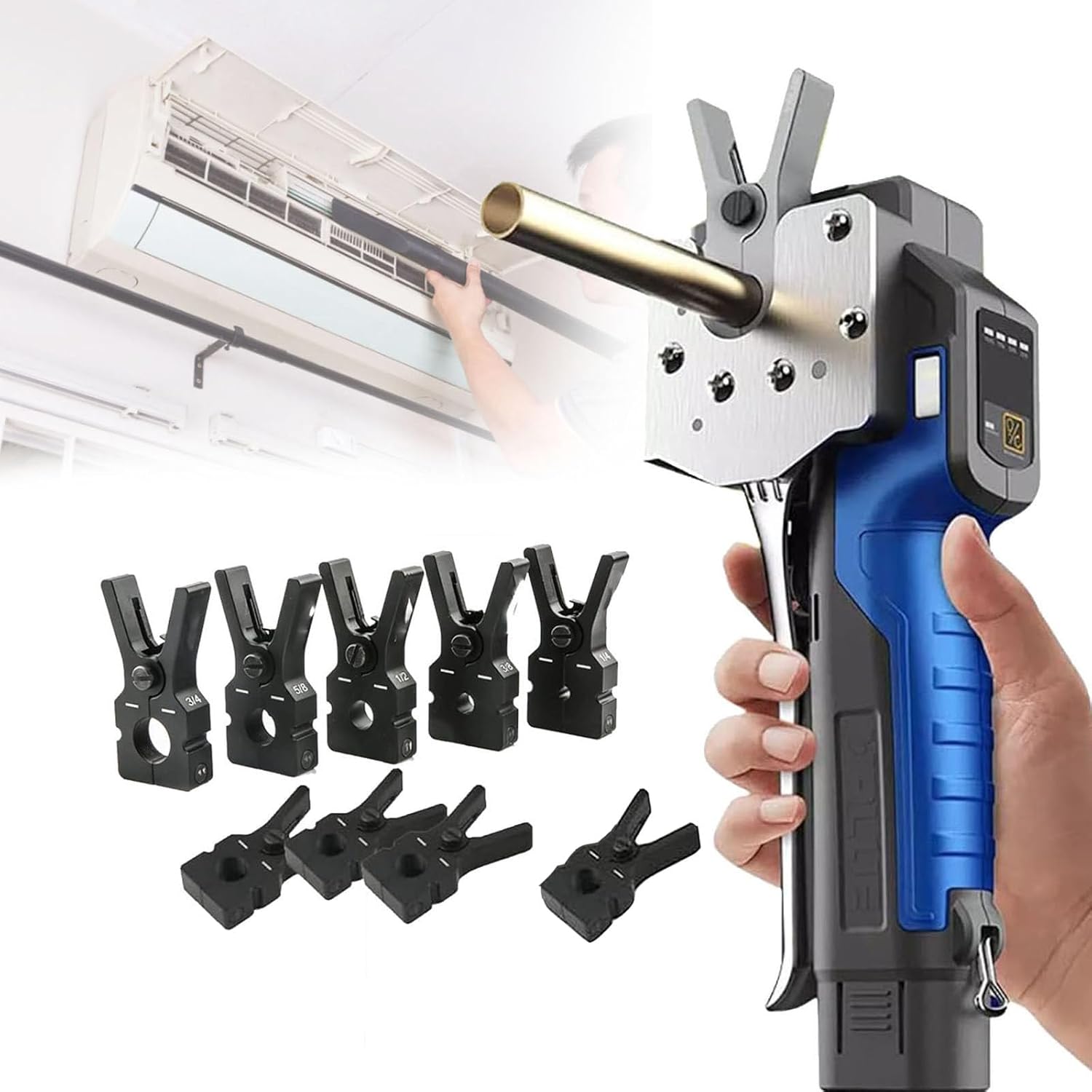 JIANGSS Cordless Pipe Tube Expander Tool,1/4”3/4” Electric Flaring