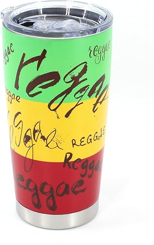 Miniatura 8 de Vaso de 20 onzas con tapa, acero inoxidable aislado al vacío de doble pared, taza de café aislada duradera, bandera de Jamaica, Reggea, Rasta,