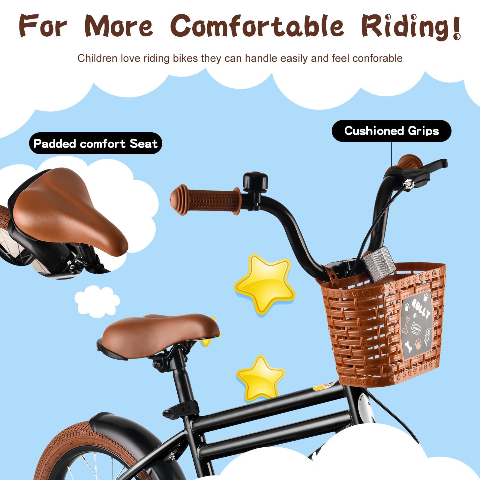 RULLY 12–16 Zoll Jungenfahrrad für Kinder von 2–6 Jahren – Fahrrad mit Stützrädern, Rücktrittbremse & Handbremse, Frontkorb – Blau, Schwarz, Grün