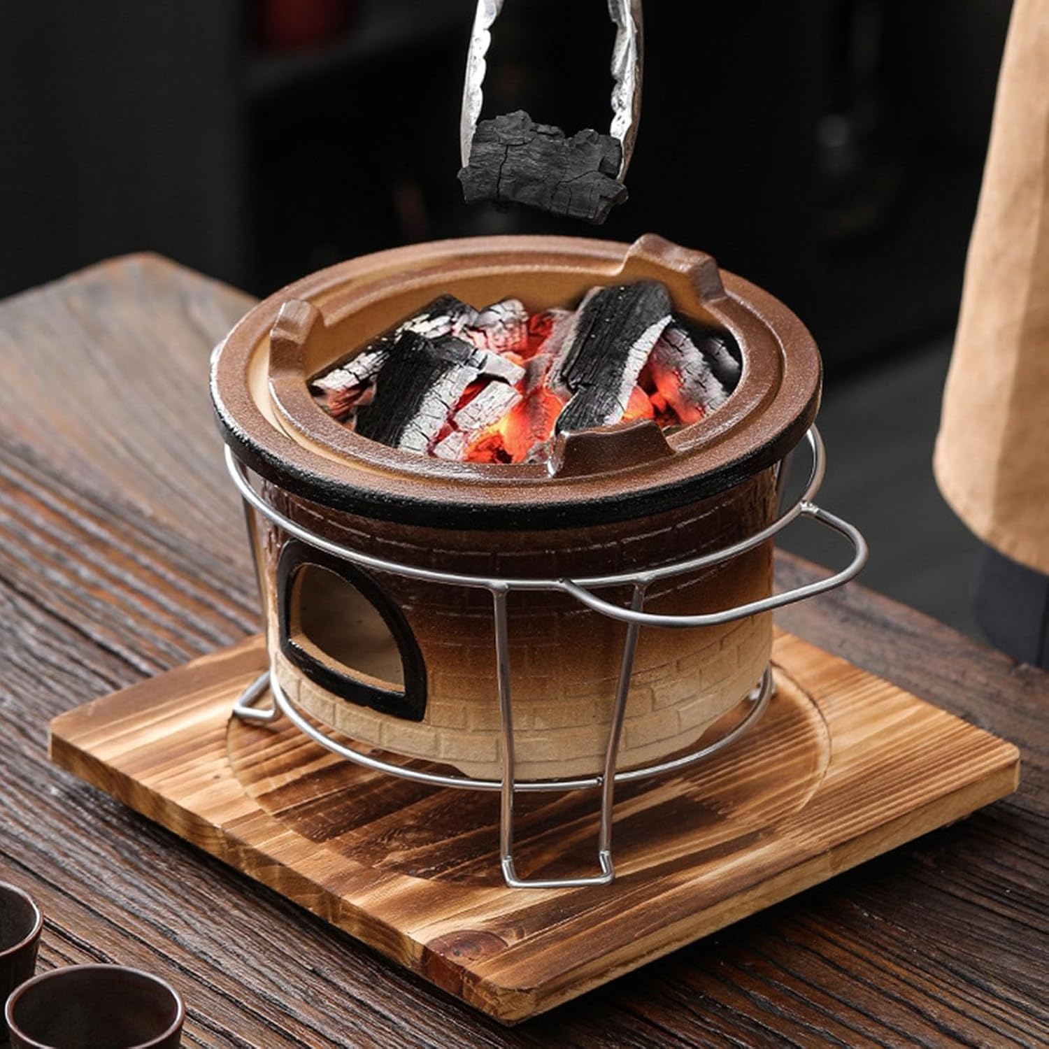 Camping BBQ Stove 1 Set Pottery Barbecue Stove, Clay Grilling Stove, Portable Clay Charcoal Stove, Outdoor Cooking Accessories, for Outdoor Cooking Picnic