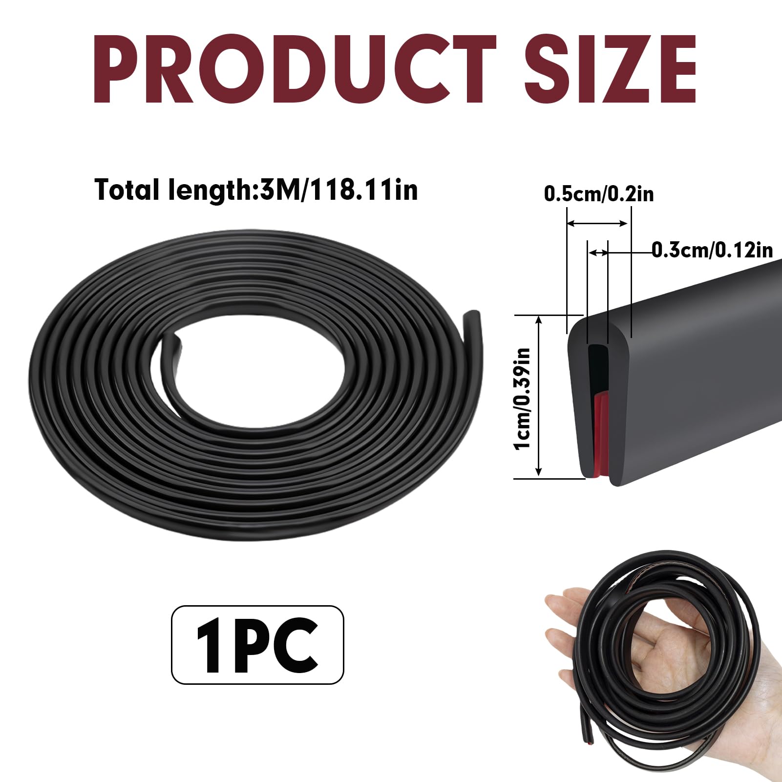 Adunsiaoto Auto Gummidichtung 3 Meter - U-förmiger Kantenschutz Für Türen & Motorhaube