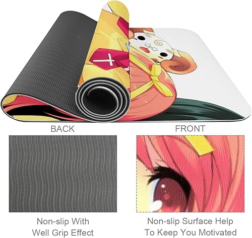 Miniatura 3 de Desheze Esterilla de yoga de anime, uniforme escolar, esterilla de pilates antideslizante, elastómero termoplástico, ecológica, esterilla deportiva