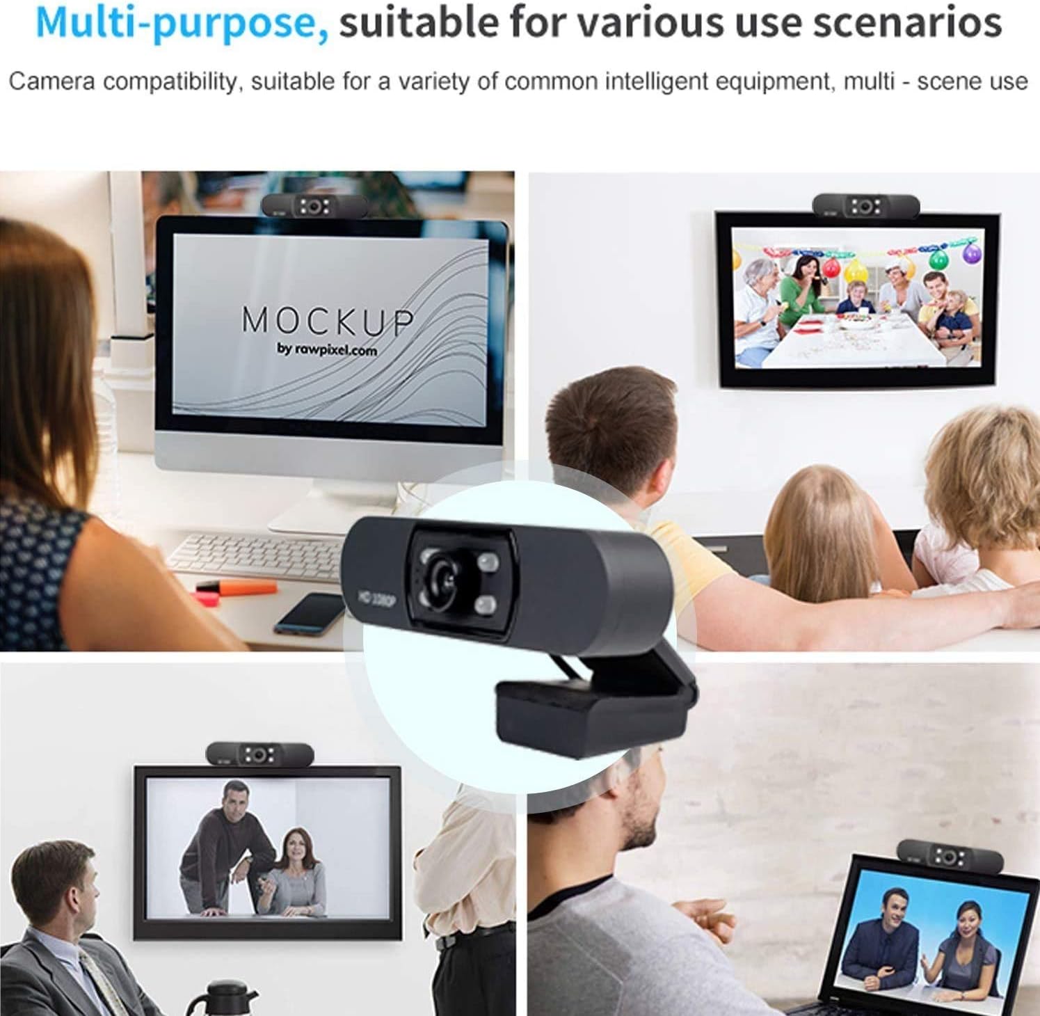 Oriflame 1080P Webcam with Microphone, Web Camera Full HD 1080P, for PC Laptop Desktop Video Calling, Conferencing, Compatible with Windows 10, 8, 7, XP and Mac OS X