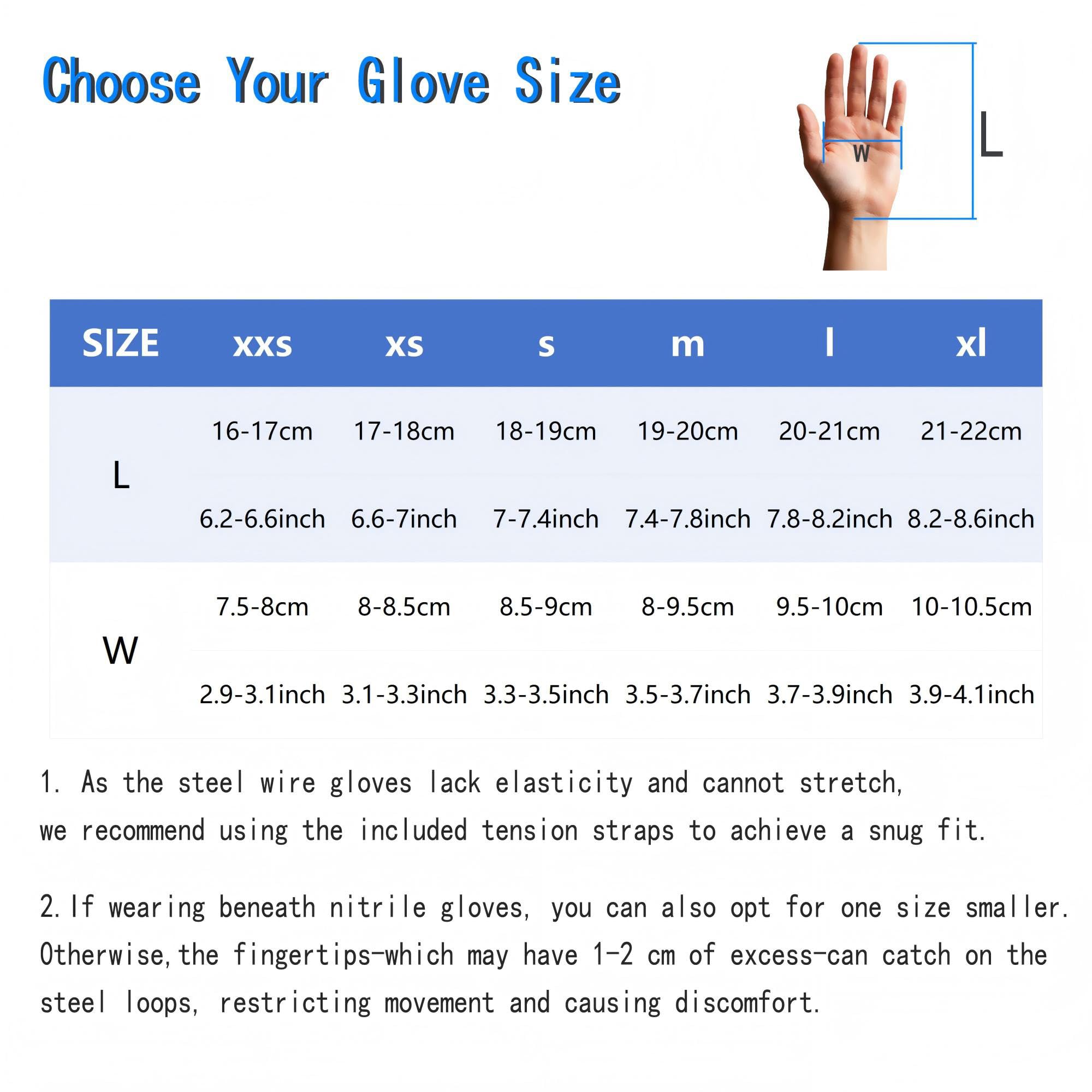 JZD Guantes de acero inoxidable, guantes resistentes a los cortes, alambre de acero inoxidable 304, malla de metal, corte de cocina (5 dedos, L (pieza de 1) (azul))