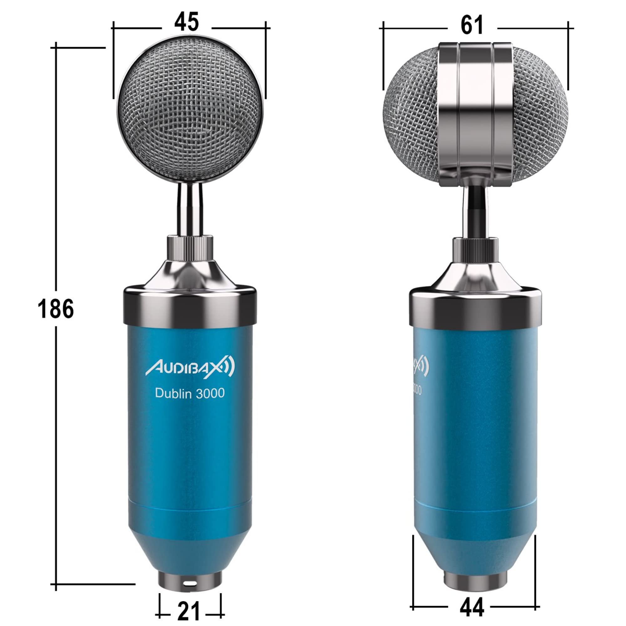 Audibax Dublin 3000 Blue Pack Micrófono Studio Gran Diafragma