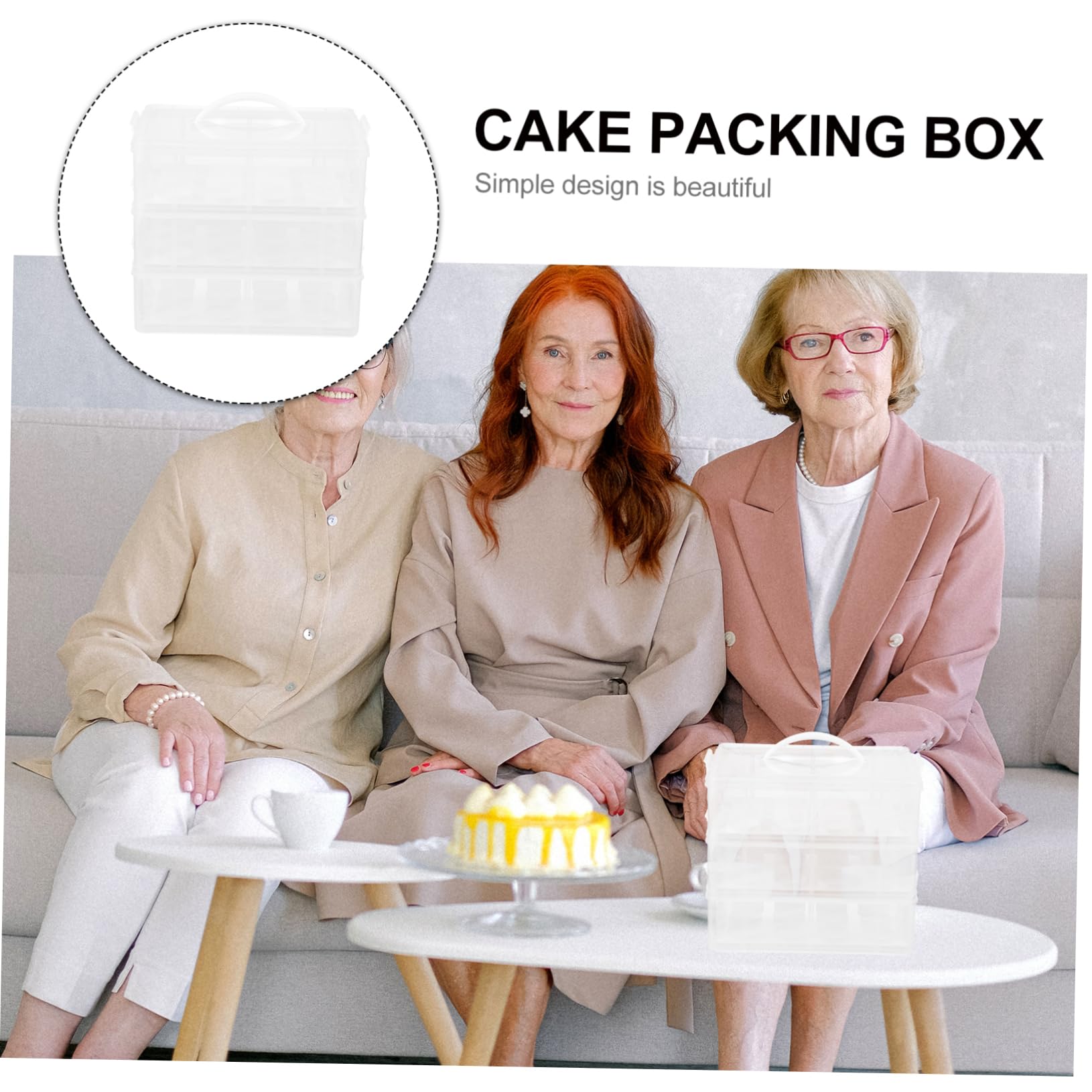 GRIRIW 3 Tier Cupcake Carrier Box Handle Bakeware Boxes Portable Cake Transporter Cupcake Containers