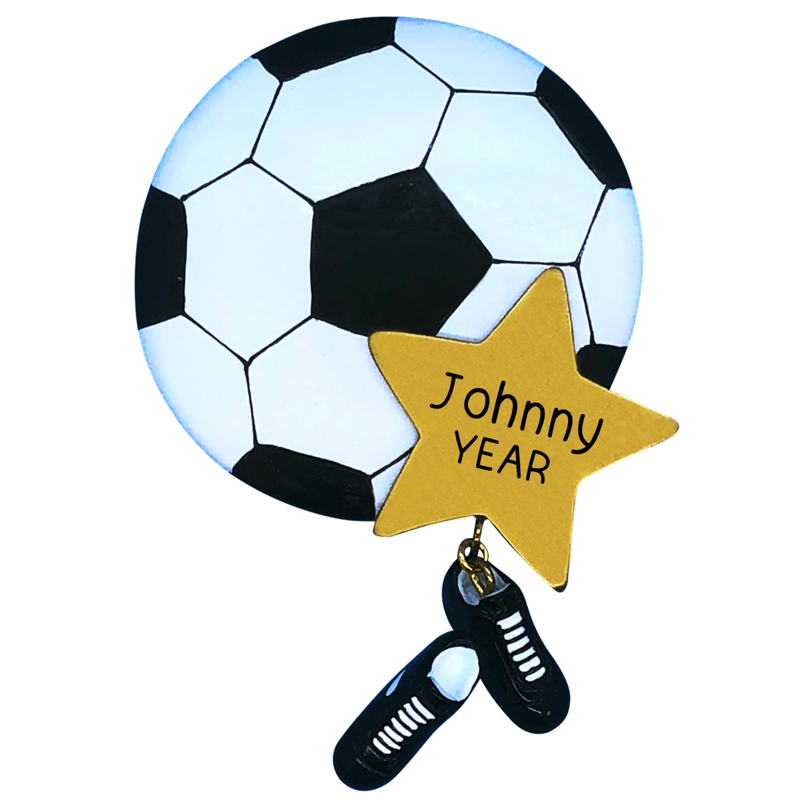 Personalized Soccer Ornament 2026 | 24h Customized, Laser Engraved Sport Christmas Ornaments for Tree | Custom Ball with Star Keepsake Gift for