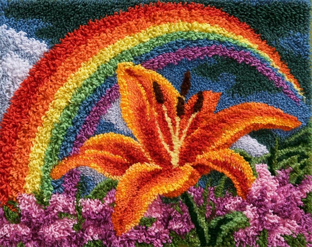 FWRTYCB Latch Hook KitsLily Under a Rainbow