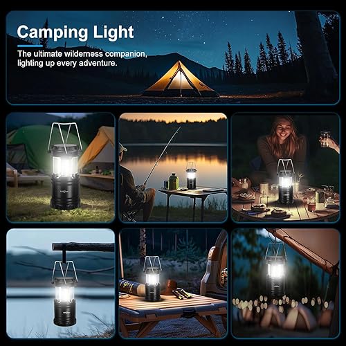 Miniatura 7 de Linterna LED para campamento, luces a pilas, brillo ajustable para campamento, cortes de energía, emergencias, linternas plegables al aire libre,