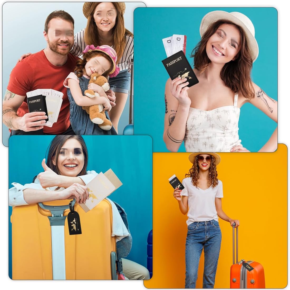 Protege Passeport, 2 Pcs Etui Passeport, Porte Passeport Cuir, Pochette Passeport pour Hommes et Femmes pour Passeport, Carte de Billet, Carte de crédit, Cartes de Visite (Noir et Blanc)