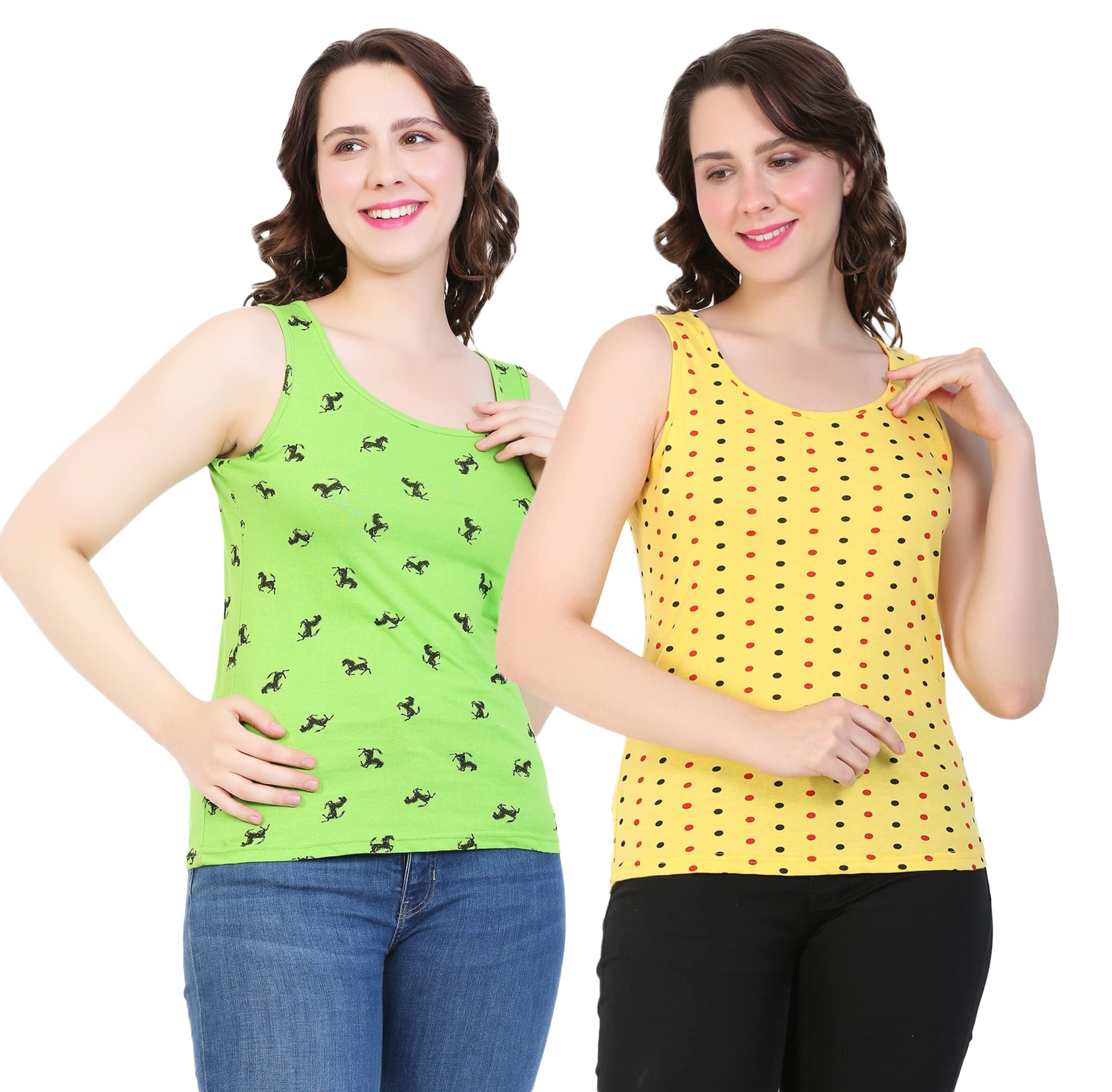 ayvina Women Printed Tank Top – Cotton Sleeveless Stylish Casual Wear Printed Tank Tops for Women Girls Ladies – Soft Comfortable Gym Yoga Workout Summer Tops-PACK OF 2-picture-15