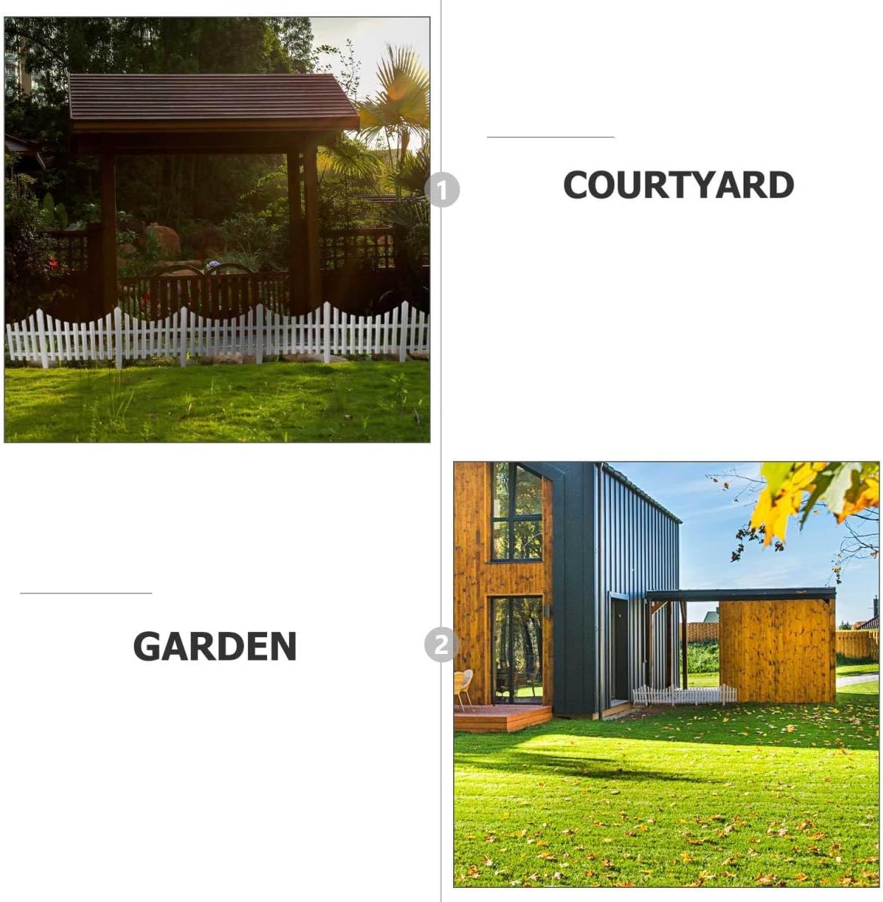 DOITOOL White Plastic Decorative Garden Fence 24X13.4 Inch Small Picket Fence Panels for Indoor Outdoor Patio Lawn Garden Edging and Holiday Decoration 5-Pack