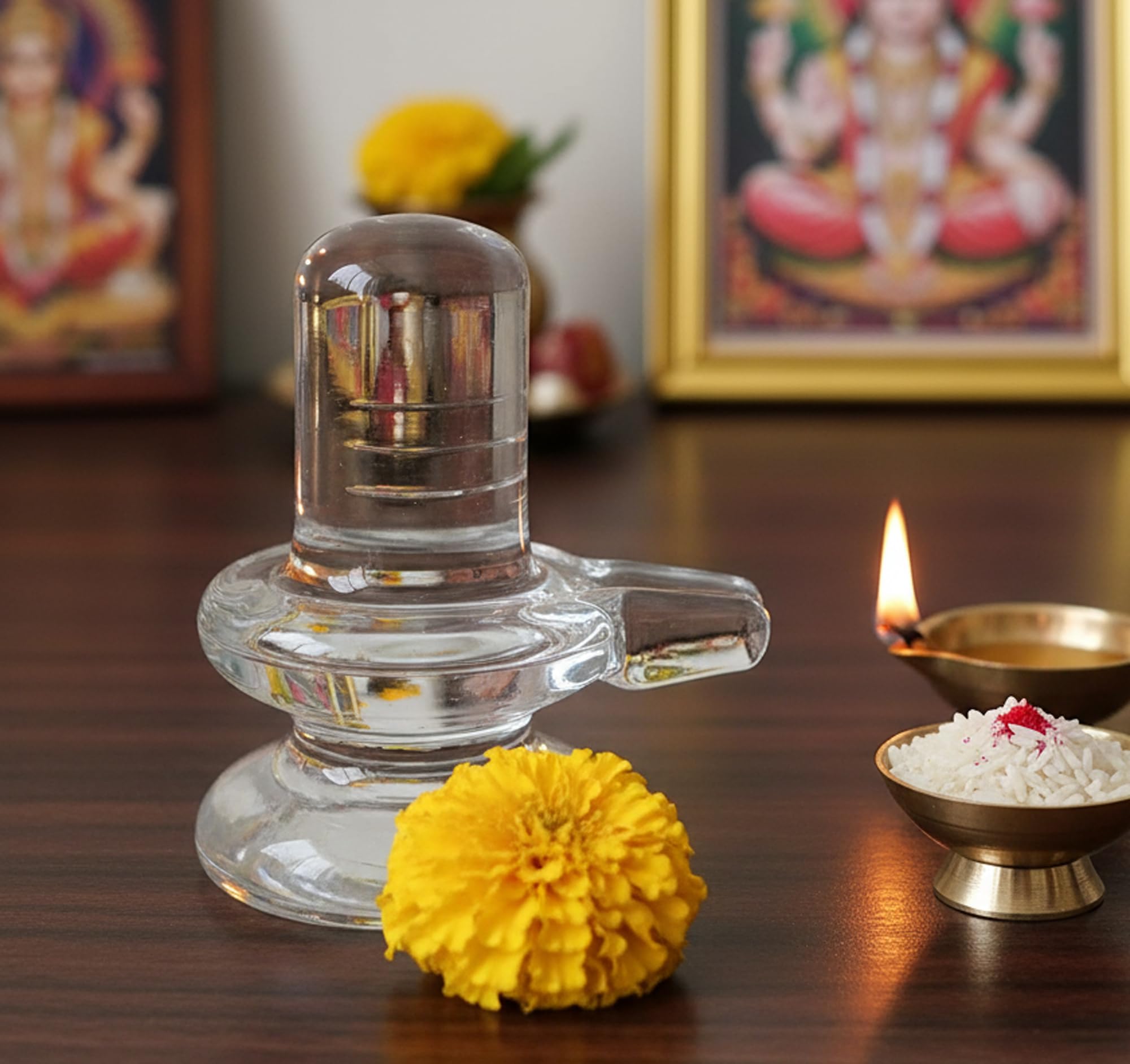 KLEO Glass Shiva Lingam Shiv Ling Murti Idol Statue Sculpture - 3" Inches